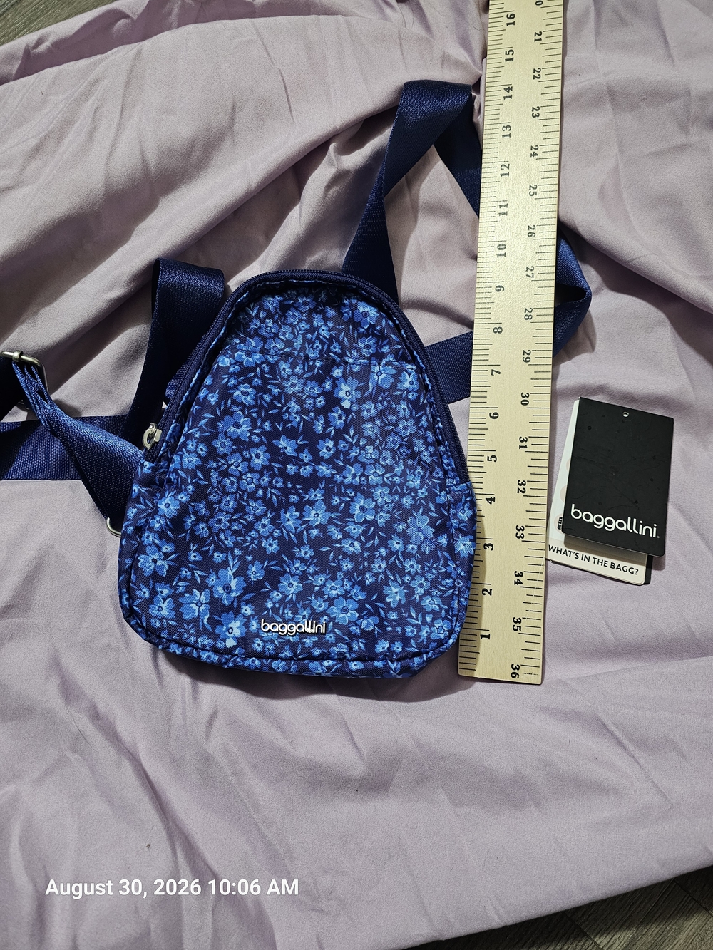 baggallini Blue Floral Mini Sling Bag